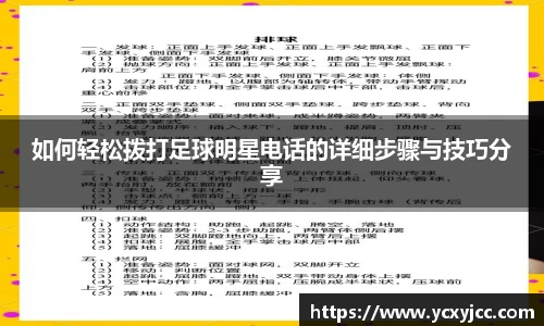 如何轻松拨打足球明星电话的详细步骤与技巧分享